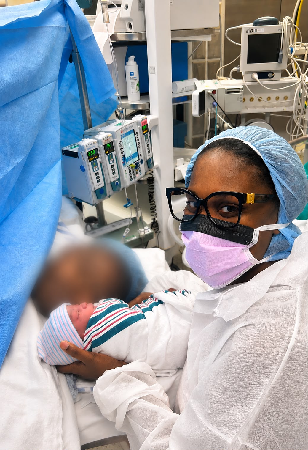 Founder providing emotional support to a woman in the hospital